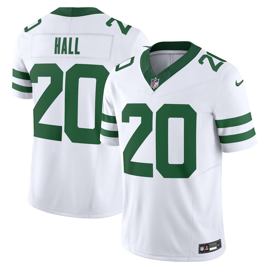 Men New York Jets 20 Breece Hall Nike Legacy White Vapor F.U.S.E. Limited NFL Jersey